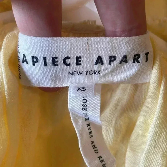 Apiece Apart Ruffled Sleeveless Peplum Blouse Casual Summer Top Yellow Size S - Picture 5 of 5